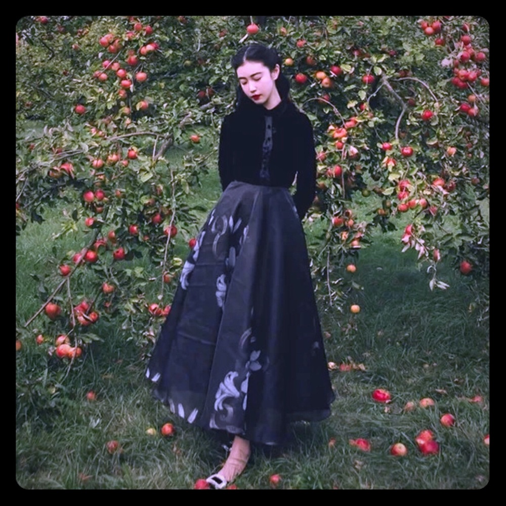 Gothic lily organza velvet dress - Small